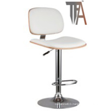 PU Material and Wood Seat with Chrome Silver Bar Chair
